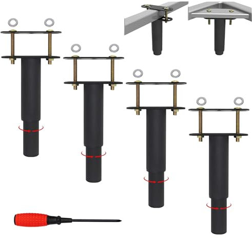EURXLQ Bettfüße Einziehbar,Bettbeine Verstellbar,Bettgestell Beine,Bett Füße,Strapazierfähig Lattenstützbein,Metall-Möbelstützfüße,Geeignet für Bettgestell,Schrank,Sofa (20-35cm/4 pcs, Schwarz)