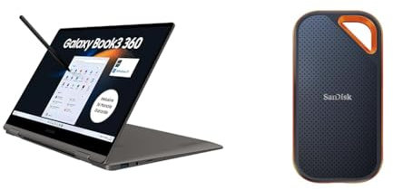 Samsung Galaxy Book3 360 Laptop & SanDisk Extreme PRO Portable SSD Externe SSD 4 TB grau