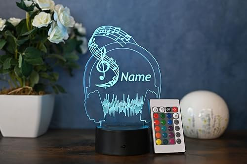 Optechvisual Musik Deko LED Lampe, Geschenk Idee für Musik Liebhaber, Dekor für Wohnzimmer, Schlafzimmer und kinderzimmer als Tischlampe und Nachtlicht