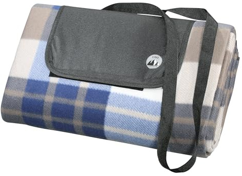 Cilio Picknickdecke Weekend, Unterseite wasserabweisend, Outdoor Decke Polyester, weiche Oberfläche, mit Klettverschluss und Trageriemen, Geeignet für Picknick, Strand und Camping, 145x130 cm, Braun