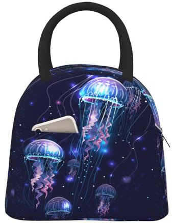 Oplp Leuchtende Quallen, leuchtende Quallen, Lunch-Tasche, Box, Mahlzeitvorbereitung, isolierte Handtasche, wiederverwendbar, Lunchbehälter für Schule, Büro, Arbeit
