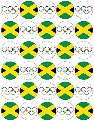 Cupcake-Topper mit Olympia-Flagge, essbares Oblatenpapier, 30 Stück