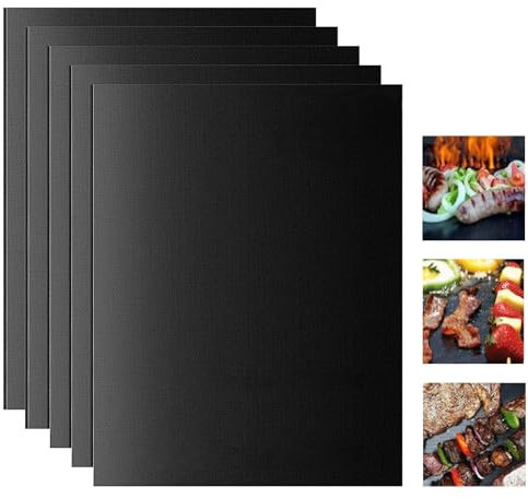 Teflon Grillmatte, Grillmatte für Gasgrill, BBQ Grillmatte, Grillmatten für Holzkohle, 4er Set 60x40CM Backpapier Wiederverwendbar, Backen Grill zubehöre Mat Grill für Fleisch, Fisch und Gemüse
