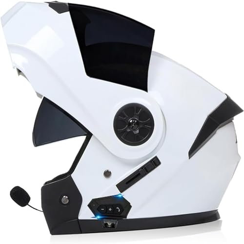 con un Micrófono Incorporado Ligero,Cascos De Moto Integrales,Bluetooth Integrado Cascos de Motocicleta,ECE Homologado,con Micrófono de Respuesta Automática,Motocicleta Todoterreno Bluetooth Cascos