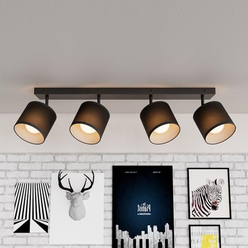K-Bright Deckenstrahler 4 Flammig Schwarz, E14 Deckenlampe Strahler Schwenkbar, Spotleuchte Drehbar Deckenspots für Küche, Schlafzimmer, Wohnzimmer, Länge: 72 cm, Ohne Leuchtmittel
