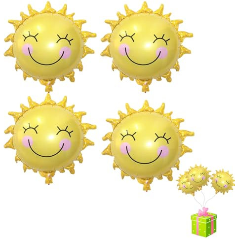 4 Stück Folienballon Geburtstag,Sonne Luftballon Geburtstag Deko,Lustig Sonn Folienballons,Ballons Geburtstag für Sonne Thema Party Geburtstag Baby Shower,Sommerparty Ballon(67 * 67CM)