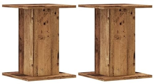 ** vidaXL Speaker Stands HiFi Floor Stand Pair - Engineered Wood, Old Wood Finish, 40 cm Height, 30x30 cm Top Plate, 60 kg Load Capacity