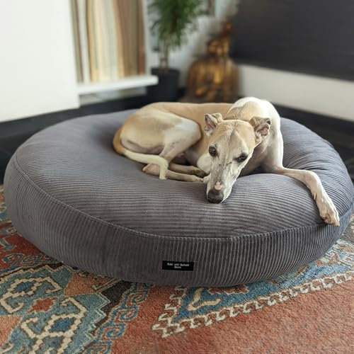 EDEL&SCHNELL Hundebett Wechselbezug in Dunkelgrau, Ersatzbezug für runde Hundebetten 125 cm, Bezug aus weichem Baumwoll-Cord-Stoff