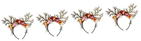 Baluue Head Dress Horns 4 Stück Haarschmuck Orangefarbene Jubelschleife Feenflügel Für Frauen Urlaub Kopfbedeckung Weihnachtsgeweih Haarbänder Outfits Für Haarbänder Für Damenhaar Blumenzweig