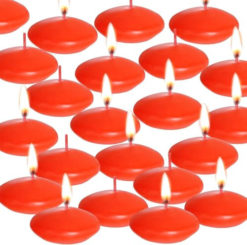 Lot de 20 bougies flottantes décoratives blanches non parfumées pour mariage, piscine, Saint-Valentin, Noël (rouge)