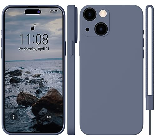 WXX für iPhone 15 Hülle Silikon Case 6.1'' Blau Gray | Handyhülle für iPhone 15 Dünn Slim mit Microfiber,Kratzfeste Rundumschutz Case Hülle