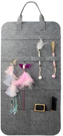 Feather Wand Toy Holder Cat Feather Wand Organizer Bag,Cat Toy Organizer for Wall, Wall Storage Felt Bag, Indoor Cats Toy Storage Solution, Space Saving