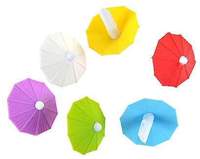 6Pcs Regenschirm Form Wein Glas Marker Zubehör Glas Recognizers Tasse Trinken Ornament Silikon Wein Glas Charme