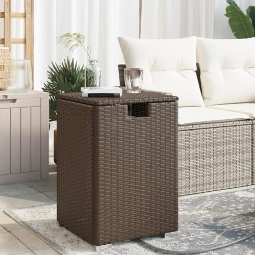 CCCINER Table de Couverture de Bouteille de Propane Marron 40x40x60 cm,Cachebouteille de Propane tressé avec Rangement pour Bouteille de gaz de 9 kg Tables de Jardin