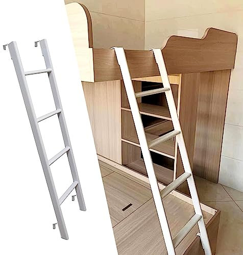 DONGGANSHI Ladder Home Dorm Bunk Ladder White, Safety Hook-on RV Bunk Bed Ladder, Universal Step Ladder with Mounting Hardware, Heavy Duty Bed Side Climb Ladder