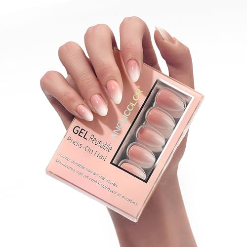 Anglicolor Nägel zum Aufkleben,Ombre-Effekt Mandelnägel,Press on Nails,Aufklebnägel in 16 Größen 32 weiche Gel Kunstnägel, kunstnägel zum aufkleben als Geschenk für Frauen (ACXN-4, 32 Stück)