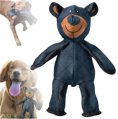 Unzerstörbarer Hundespielzeug Bär, mächtiger Plüschbär Hundekauspielzeug, interaktives Hundespielzeug, Stofftierbär, niedliches Haustier-Plüschspielzeug für große Hunde (schwarz)