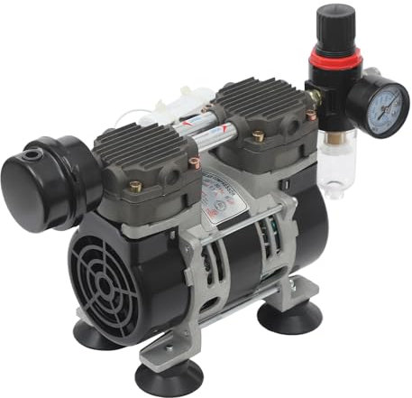 Bomba de vacío sin aceite de 230 W, de aluminio fundido con motor de cobre puro, 1400 rpm, sin aceite, bomba de vacío con manómetro, bomba de vacío industrial sin aceite para laboratorio con