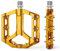 GEWAGE MTB Pedale Fahrradpedale Set – Flat Pedale für Mountainbike & Gravel Bike, rutschfest & langlebig, Aluminiumlegierung, CNC-gefräst, 9/16 Achse, einfache Installation (Gold)