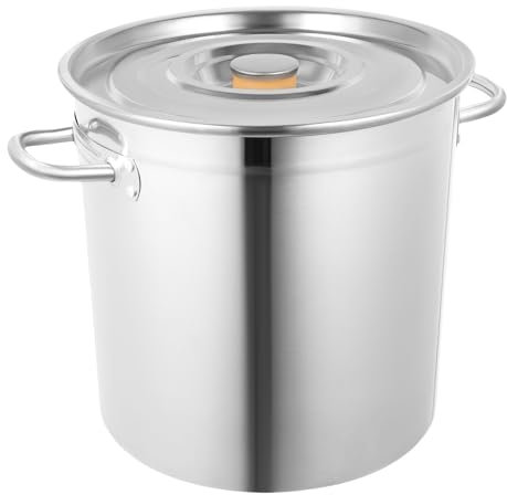 LKHDONG Olla para sopa de 35 L, acero inoxidable, 37,5 x 37,5 cm, olla grande para gastronomía, color plateado, ideal para todo tipo de cocinas y cocinas grandes