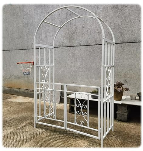 LSyySy Garden Arch with Double Gate Metal Pergola Arbor Roses Outdoor Archway Arbour for Backyard Patio Various Climbing Plant H82.7in Easy-to-Assemble