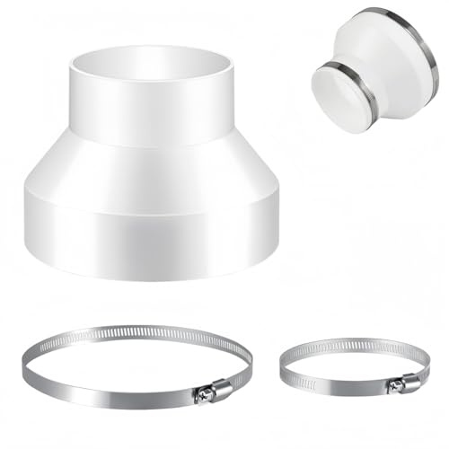 Alfven Adaptateur de Tube Rond, Réducteur pour Ventilation 150 mm à 100 mm avec 2 colliers de serrage en acier inoxydable réducteur en ABS pour conduits de ventilation