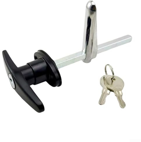 T Shape Anti Theft Garage Door Lock Crafted from Robust Weather Resistant Zinc Alloy Material (Black)