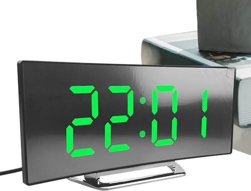 Ahuuen Digitaler Wecker Fürs Schlafzimmer | LED Wecker Digitale Schlafzimmeruhr Mit Gebogenem Display,Hohe Helligkeit Und Leise Für Jung Und Alt Im Wohnzimmer