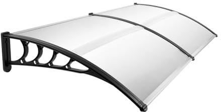 Outdoor Polycarbonat Türvordach Markise - Regenschutz für Front-/Hintertür Terrasse Veranda & Balkon - Transparentes einteiliges Design (200 cm)