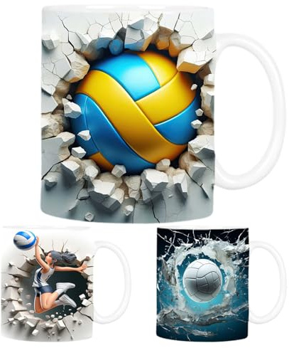 Neuartige Sporttasse – Einzigartige 3D-gedruckte Tasse, Volleyball-Geschenk, Heißes Trinkgeschirr, Lustige Kaffeetasse | Einzigartige 3D-gedruckte Keramik-Kaffeetasse Für Volleyball-Fans. Morgentee, K