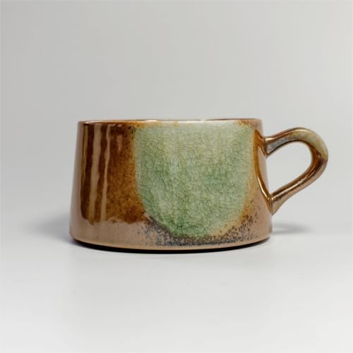 CeramXlEYI Handmade Ceramic Coffee Cup, Ice Crackle Glaze Stoneware Mug, Traditional Chinese Craftsmanship, High-Gloss Finish Tea & Coffee Cup