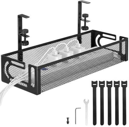 AiQInu Plateau Gestion Câbles sous Bureau Acier Carbone | Chemin de Cable, Sans Perçage, Pour Bureau Sous Table, Organisateur de Câbles