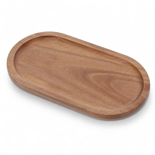 Small Wood Tray, 19.1 X 10.4 cm Oval Boxwood Decorative Wood Trays | for Coffee Tables, Dessert, Snack, Fruit, Bathroom Trays, Charcuterie Board