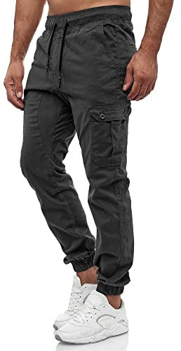 Tazzio Herren Cargo Chino Regular Fit Jogger Cargo harrem Chino Jeans Hose 16610, XXL, Anthrazit