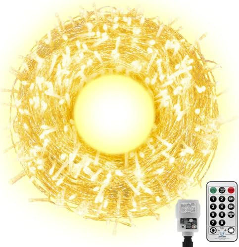 CORST 50M Outdoor Tree Lights Garden Fairy Lights Plug in,300LED Indoor Fairy Light String for Room, with Remote Waterproof for Gazebo Balcony Decor(Warm White)