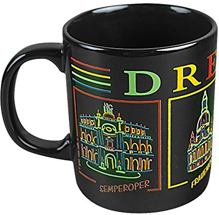 Keramiktasse mit Print Dresden 57449 schwarz