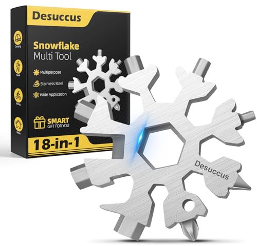 Desuccus 18-in-1 Schneeflocken-Multifunktionswerkzeug, Edelstahl-Schneeflocken-Flaschenöffner/flacher Kreuzschlitzschraubendreher-Set/Schraubenschlüssel, Strumpffüller für Herren (Standard-Edelstahl)