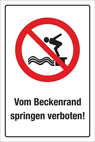 WERBEPUNKT. Schild Vom Beckenrand springen verboten Schwimmbad Freibad 3 mm Alu-Verbund 450 x 300 mm