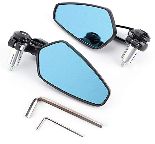 2x Motorrad-Rückspiegel 22mm, 180° verstellbar, Anti-Blendung, universell für 7/8in Lenker (schwarz)