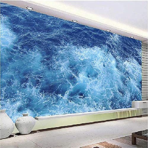 ZZXIAO Floor Mural Wallpaper Blue Sea Living Room Bathroom 3D Vinyl Floor Stickers Paintings Self-Ad Non-Woven Silk Custom 3D Wallpaper Paste Living Room The Wall for Bedroom Mural border-430cm×300cm