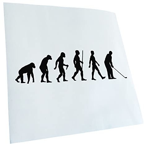 Kiwistar - Autoaufkleber - Evolution Golfer - Golfplatz - schwarz - 50x14cm - Heckscheibe Auto Aufkleber wetterfest für Kfz LKW Mofa Truck - Sticker außen selbstklebend Tuning Zubehör für Fenster