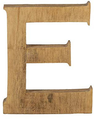 kadoh Buchstabe E aus Holz (20 cm) zum Aufstellen • Handgemachte Holzbuchstaben in Vintage-Look als Deko (Naturfarben)