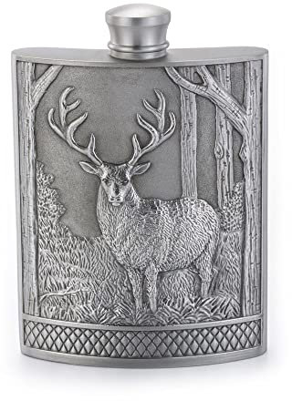 Royal Selangor Hand Finished Woodland Collection Pewter Stag Hip Flask
