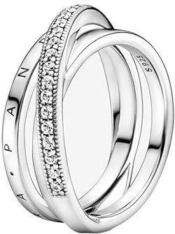 PANDORA Ring überkreuzendes Dreifachband silber, Zirkonia 199057C01 48
