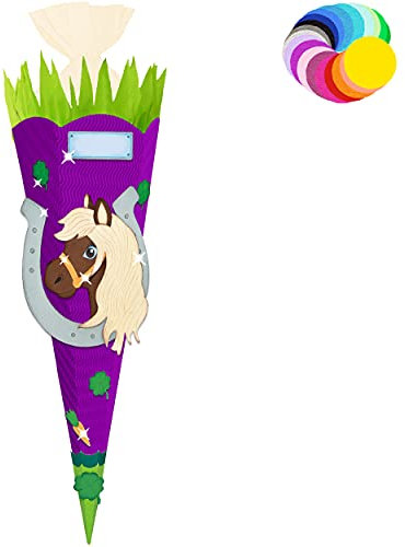 alles-meine.de GmbH Bastelset - Schultüte Farbe & Größe wählbar 70/85 / 100 cm - Pferd - Farbe frei wählbar - Bastelschultüte - Zuckertüte zum selber Basteln Bemalen Bekleb..