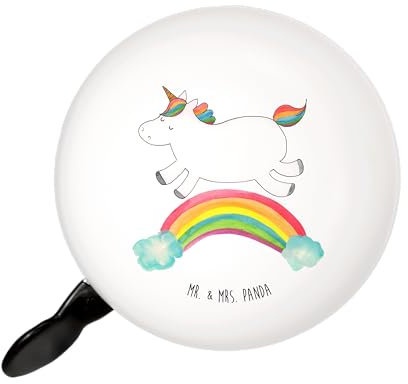 Mr. & Mrs. Panda XL Fahrradklingel Einhorn Regenbogen - Geschenk, fahrradklingel groß, fahrradklingel XXL, Glitzer, Einhörner, Einhornpower, Einhorn