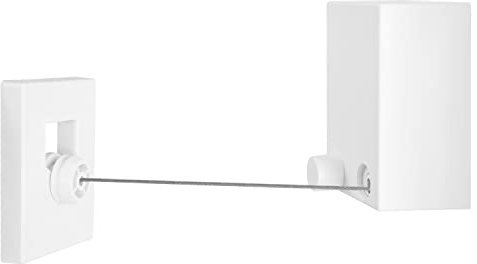 Kingpower Waescheleine ausziehbar Wand Wäscheleine Wäscheständer Balkon Wäschetrockner Weiß Wandmontage zum Trocknen 4,2 m Fuer Wäsche Wohnung Outdoor