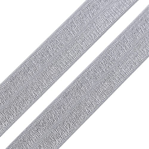 1m Einfassband 20mm hochelastisch 44% Elastan gefalzt Meterware Faltgummi Schrägband Farbwahl, Größe:20 mm, Farbe:grau glänzend