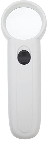 VILLCASE Handlupe aus Kunststoff Ergonomisches Design mit LED Licht 15-fache Vergrößerung Leicht Tragbare Lupe in Weiß zum Lesen für Senioren und Studenten