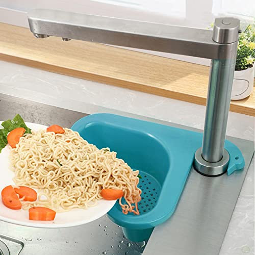 Hangarone Sink Drain Strainer Basket, Multifunction Sink Strainer Kitchen Food Catcher For Filter Kitchen Waste And Wash Vegetables Fruits, Blue